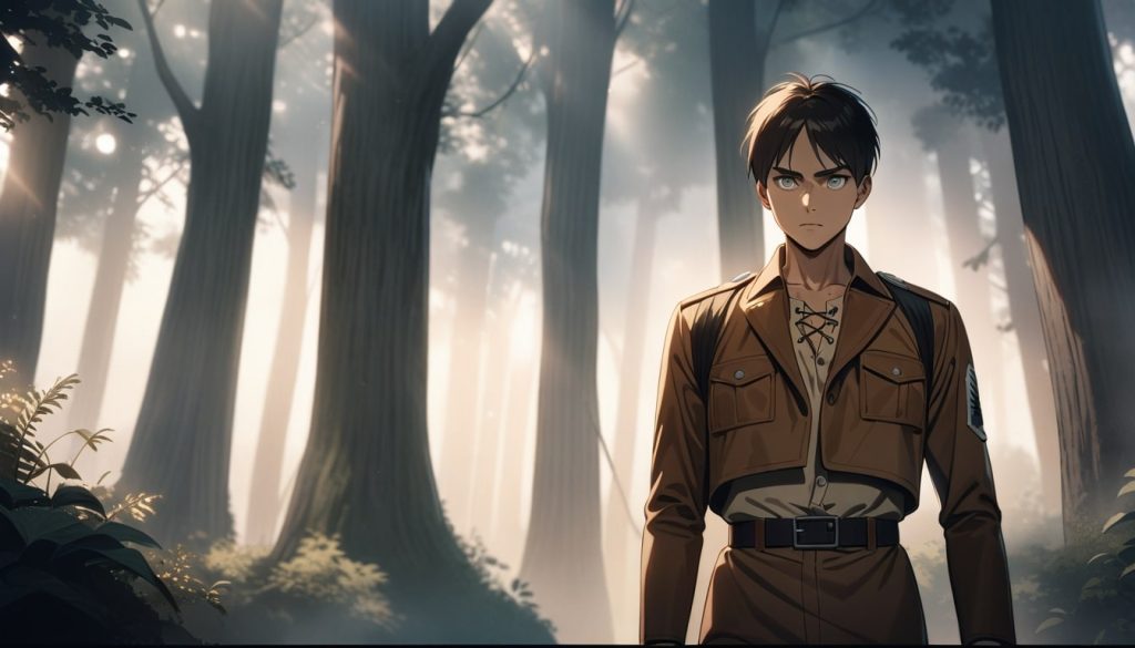 eren yeager in forest