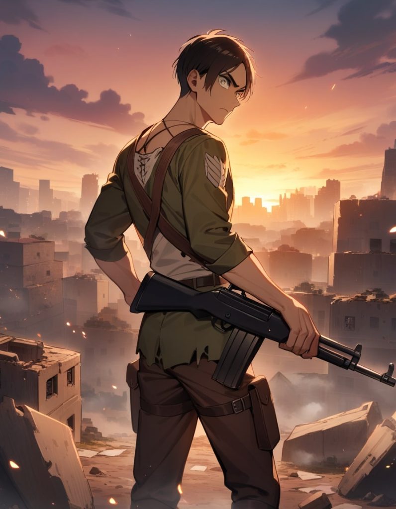 eren yeager sunset rifle