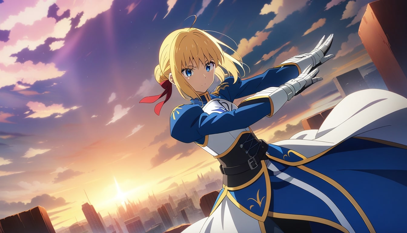 saber sunset pose