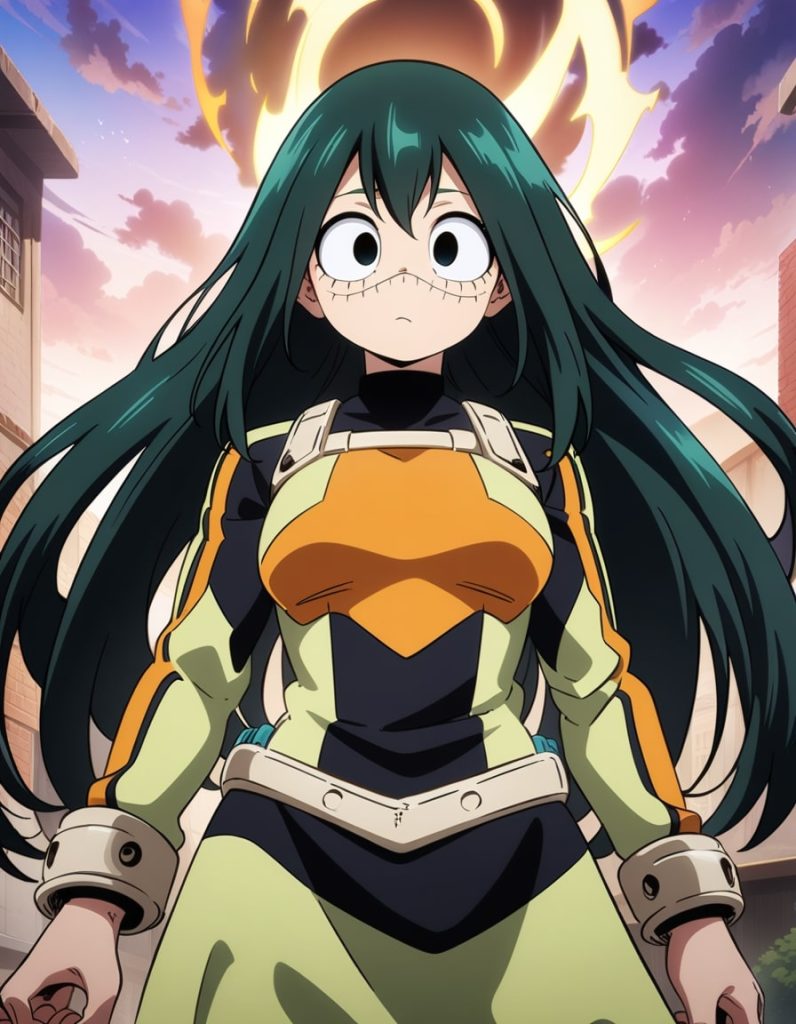 tsuyu asui action pose