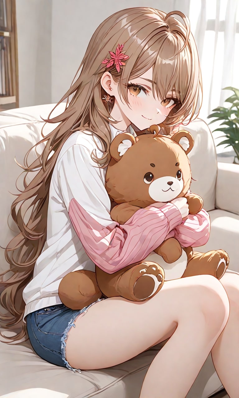 maria kujyou hugging teddy