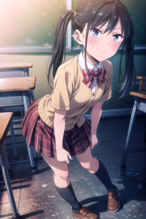 rin schoolgirl blushing