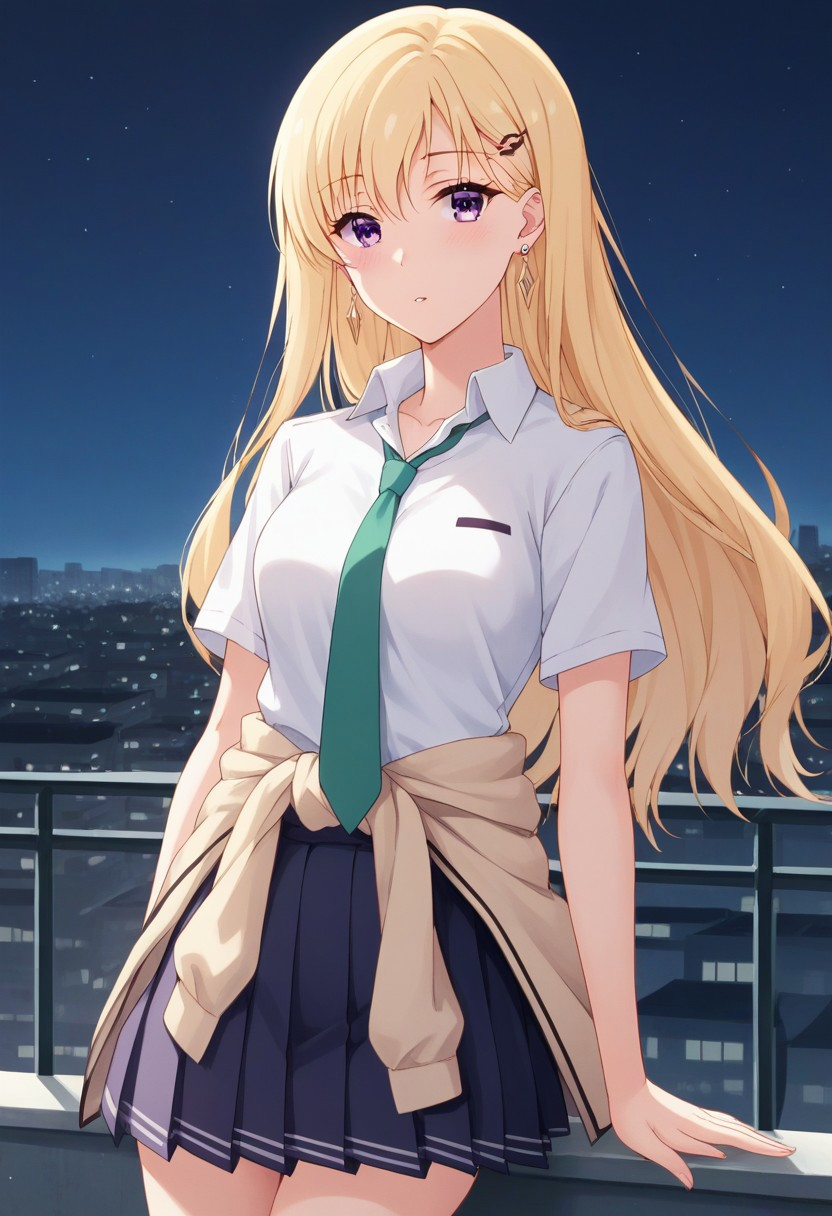 saki school uniform night