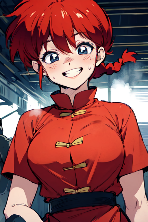 ranma red dress smiling